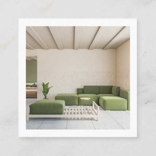 Moderne, eenvoudige ontwerpfoto voor interieur vierkante visitekaartje (Achterkant)