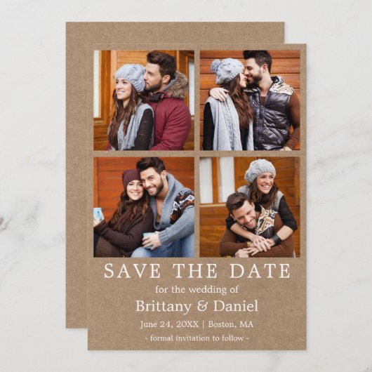 Moderne Eenvoudige opslag Datum 4 Foto Kraft Kaart (Voorkant / Achterkant)