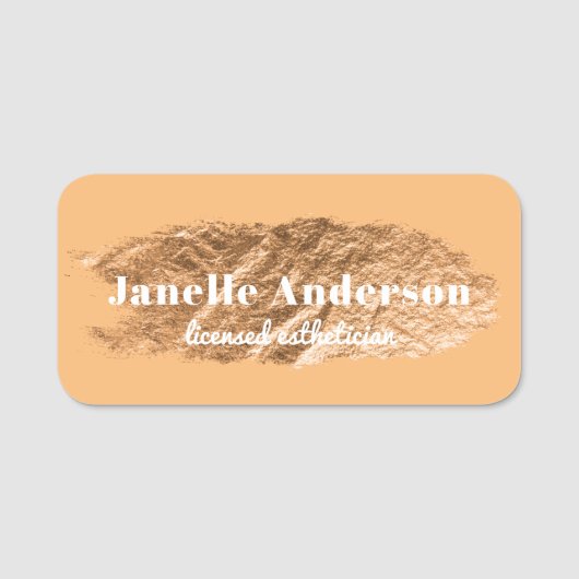 Moderne, eenvoudige Oranje Faux Gold Foil Professi Naamplaatje (Voorkant)