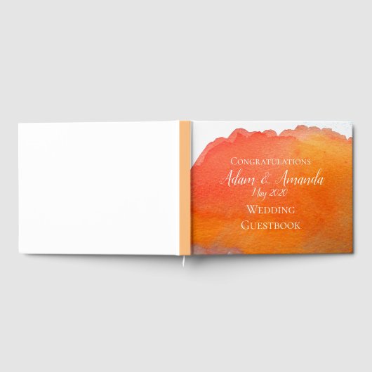 Moderne eenvoudige oranje perzik waterverf kunst b gastenboek (Volledig)