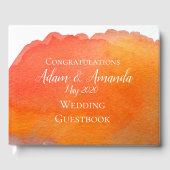 Moderne eenvoudige oranje perzik waterverf kunst b gastenboek (Voorkant)