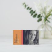 MODERNE EENVOUDIGE ORANJE RODE PERSOONLIJKE FOTO-I VISITEKAARTJE (Staand voorkant)