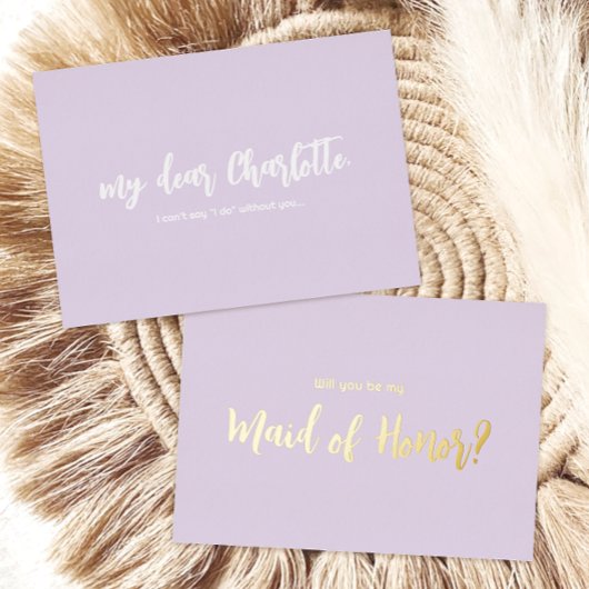 Moderne eenvoudige Paarse bruidsmeisje voorstel Ka Folie Uitnodiging