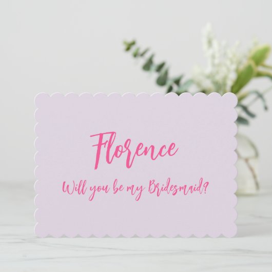 Moderne eenvoudige Paarse bruidsmeisje voorstel Ka Kaart (Staand voorkant)