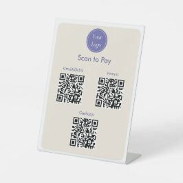 Moderne Eenvoudige Paarse Cream Scan om QR Codes t Reclamebord Met Voetstuk