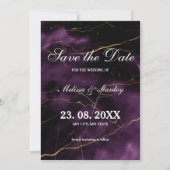 Moderne, eenvoudige Paarse gouden bruiloft Save The Date (Voorkant)