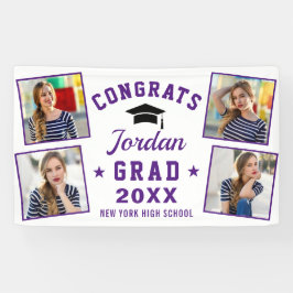 Moderne Eenvoudige Paarse GraduPartij 4 FOTO Spandoek