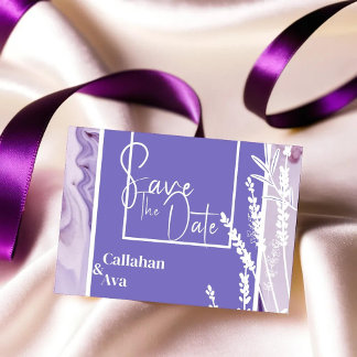 Moderne eenvoudige Paarse horizontale lavendel Save The Date