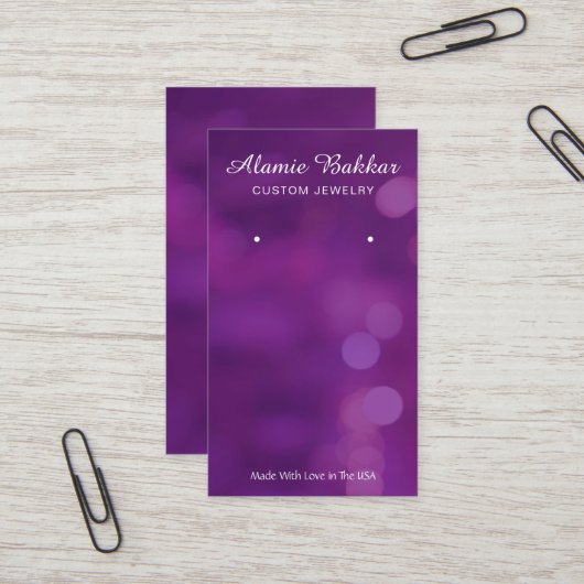 Moderne Eenvoudige Paarse juwelenaarvertoning Visitekaartje (Voorkant / Achterkant in situ)