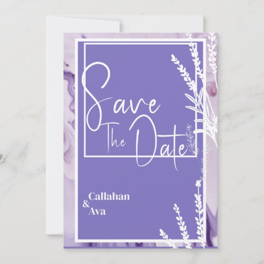 Moderne eenvoudige Paarse lavendel Save the Date D (Voorkant)