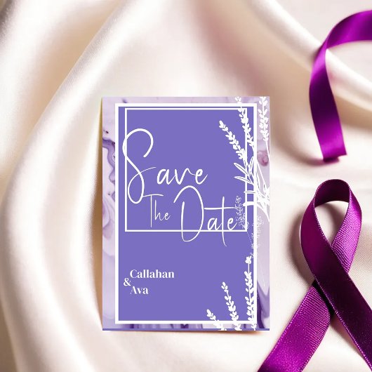Moderne eenvoudige Paarse lavendel Save the Date D