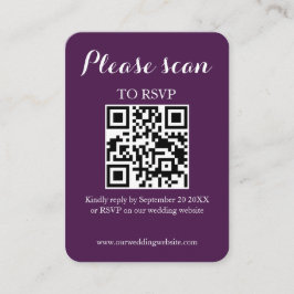 Moderne Eenvoudige Paarse QR Code & RSVP Trouw Informatiekaartje
