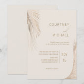 Moderne Eenvoudige Palm Bladeren Trouwen Kaart (Voorkant / Achterkant)