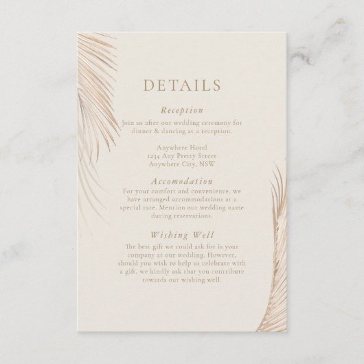 Moderne Eenvoudige Palm Leaves Enclosure Kaart (Voorkant)