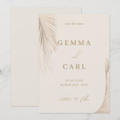 Moderne Eenvoudige Palm Leaves Wedding Save the da Kaart (Voorkant / Achterkant)
