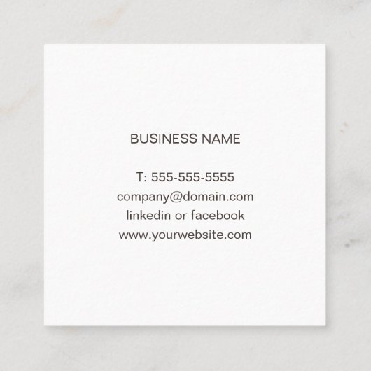 Moderne, eenvoudige papieren textuur bruin consult vierkante visitekaartje (Achterkant)