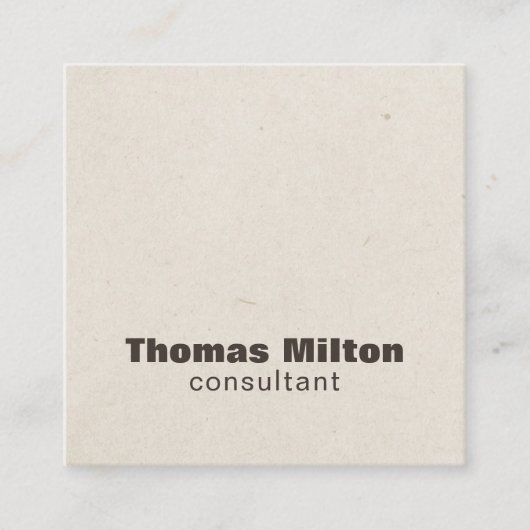 Moderne, eenvoudige papieren textuur bruin consult vierkante visitekaartje (Voorkant)