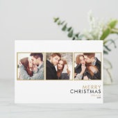 Moderne eenvoudige paren 3 Kerstmis met fotocollag Feestdagenkaart (Staand voorkant)