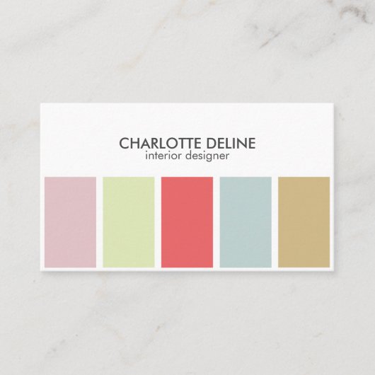 Moderne Eenvoudige pasteel Striped Interior Design Visitekaartje (Voorkant)