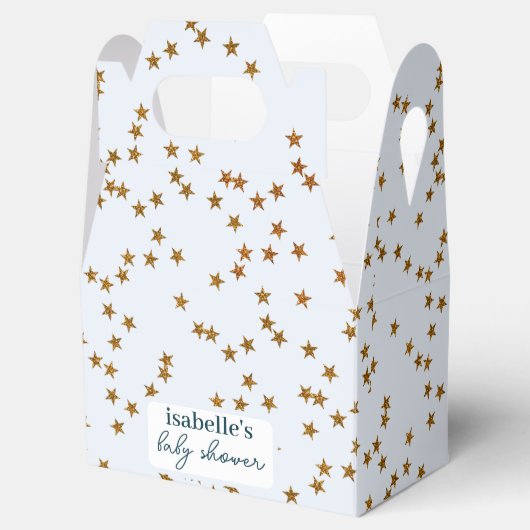 Moderne Eenvoudige Pastel Blauw Gouden Ster Bedankdoosjes (Geopend)