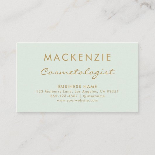 Moderne Eenvoudige Pastel Green Salon Afsprakenkaartje (Achterkant)