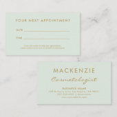 Moderne Eenvoudige Pastel Green Salon Afsprakenkaartje (Voorkant / Achterkant)