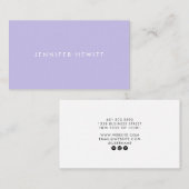 Moderne eenvoudige pastel lila professionele minim visitekaartje (Voorkant / Achterkant)