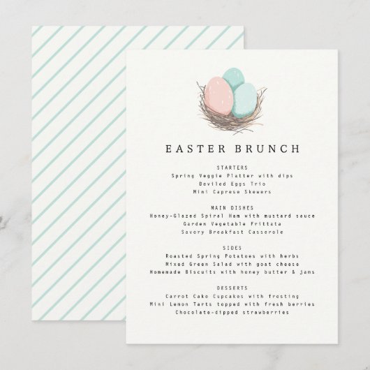 Moderne Eenvoudige Pastel Paasbrunch Menu (Voorkant / Achterkant)