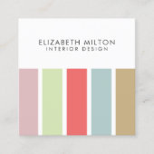 Moderne Eenvoudige Pastel StripeS Interieur Design Vierkante Visitekaartje (Voorkant)