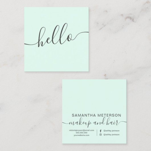 Moderne, eenvoudige pastelmint grijs, stijlvol hal vierkante visitekaartje (Voorkant / Achterkant)