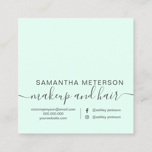 Moderne, eenvoudige pastelmint grijs, stijlvol hal vierkante visitekaartje (Achterkant)