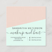 Moderne, eenvoudige pastelmunt zwart roze hallo vierkante visitekaartje (Achterkant)