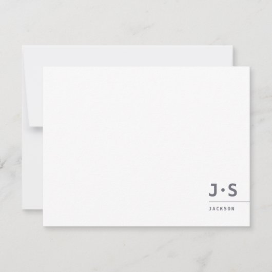 Moderne, eenvoudige persoonlijke monogram notitiekaartje (Voorkant)