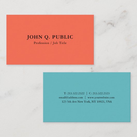 Moderne, eenvoudige persoonlijke Sjabloon Visitekaartje (Voorkant / Achterkant)