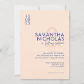 Moderne eenvoudige perzik blauwe bruiloft kaart (Voorkant)