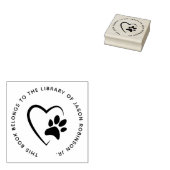 Moderne Eenvoudige Pet Paw Hart Aangepaste Bibliot Rubberstempel (Gestempeld)