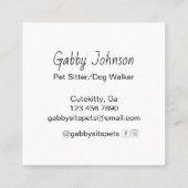 Moderne Eenvoudige Pet Sitter Hond Walker Vierkante Visitekaartje (Achterkant)
