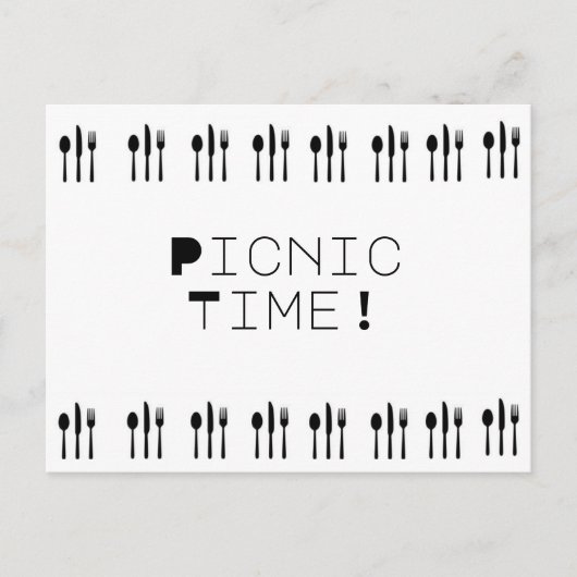 Moderne eenvoudige picknickvorken en lepels Maalti Briefkaart (Voorkant)