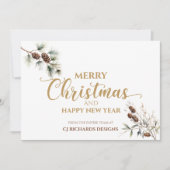 Moderne Eenvoudige Pinecone Vrolijke Kerstzaken Feestdagenkaart (Voorkant)