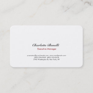 Moderne Eenvoudige Plain Minimalistische Witte Pro Visitekaartje