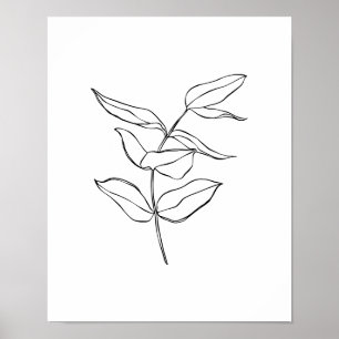 Moderne, eenvoudige Plant line art Poster