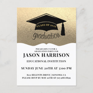 Moderne Eenvoudige Platinum Gold Graduation Party Uitnodiging Briefkaart