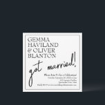 Moderne Eenvoudige Plezierige Omrande Bruiloftsrec Kaart<br><div class="desc">De elegantie van een mooi schreeflettertype staat in contrast met het casual handgeschreven script dat 'getrouwd!' leest in deze gecombineerde trouwreceptie-aankondiging en -uitnodiging. Gebruik de sjabloonvelden om uw eigen details toe te voegen en voel u vrij om kleuren, lettertypen en lay-out op elke manier die u geschikt acht aan te...</div>