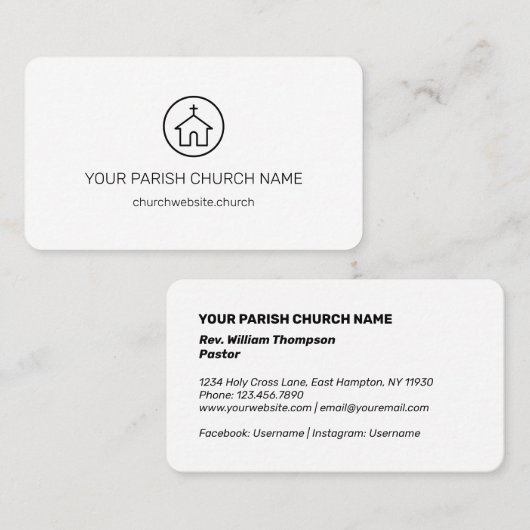 Moderne Eenvoudige predikant Religieuze Kerk Visitekaartje (Voorkant / Achterkant)