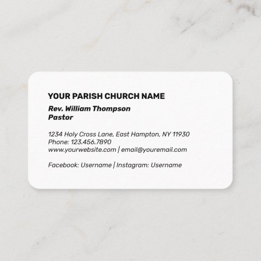 Moderne Eenvoudige predikant Religieuze Kerk Visitekaartje (Achterkant)