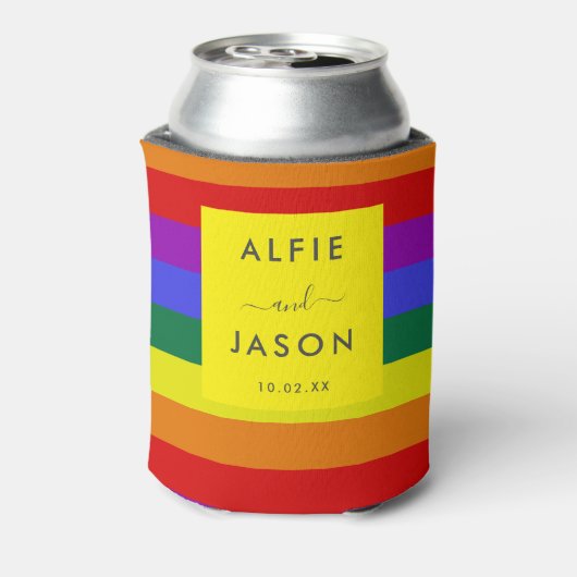 Moderne Eenvoudige Pride LGBTQ Trouwscript Blikjeskoeler (Blikje Achterkant)