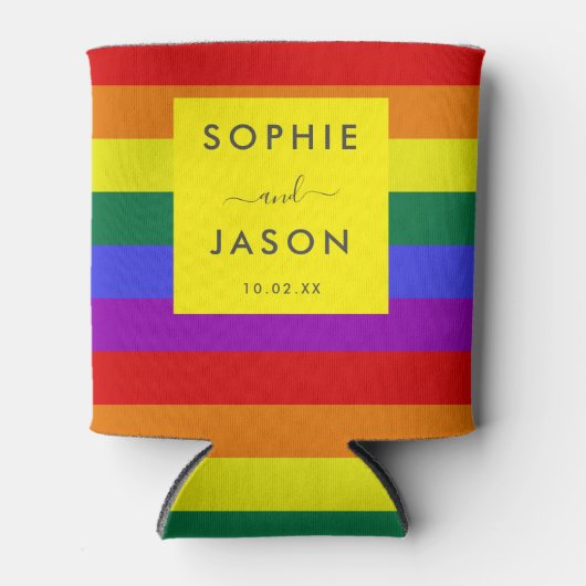 Moderne Eenvoudige Pride LGBTQ Trouwscript Blikjeskoeler (Voorkant)