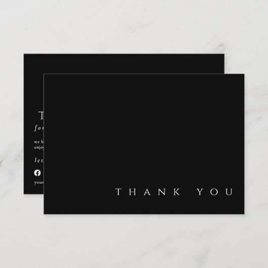 Moderne Eenvoudige Professional Black en White Bedankkaart (Voorkant / Achterkant)