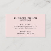 Moderne Eenvoudige Professionele Blush Roze Bedrij Visitekaartje (Achterkant)