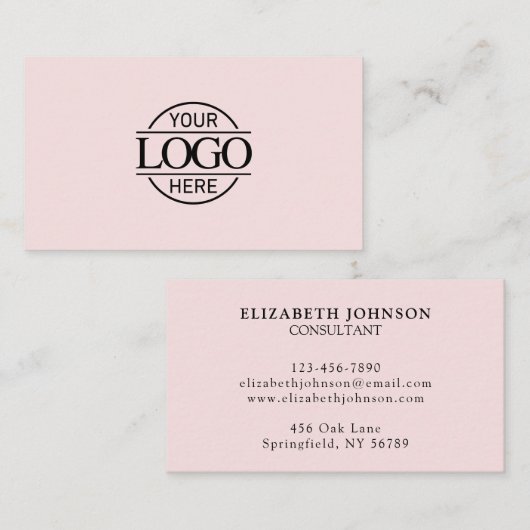 Moderne Eenvoudige Professionele Blush Roze Bedrij Visitekaartje (Voorkant / Achterkant)